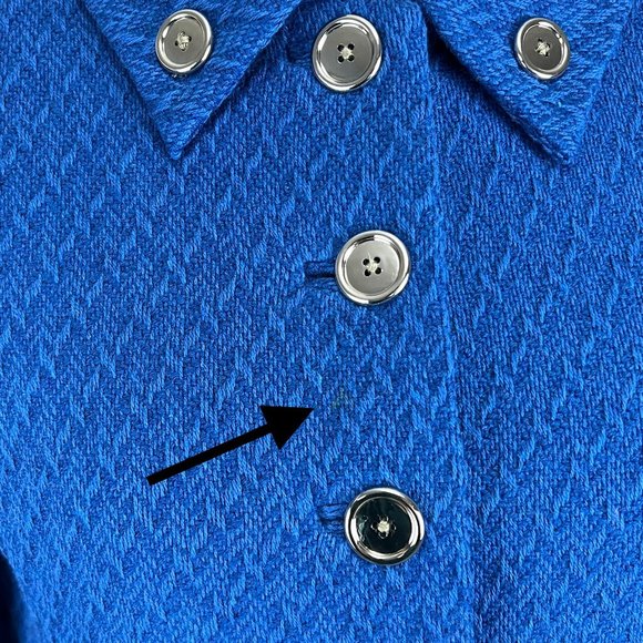 Randy Kemper Blue Textured Button Front Cropped Jacket size 14 - Picture 10 of 11